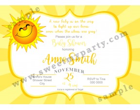 My Little Sunshine Gender Reveal Baby Shower Invitation,(04bbg)
